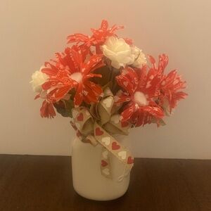 Heart Floral Arrangement in White Love Vase